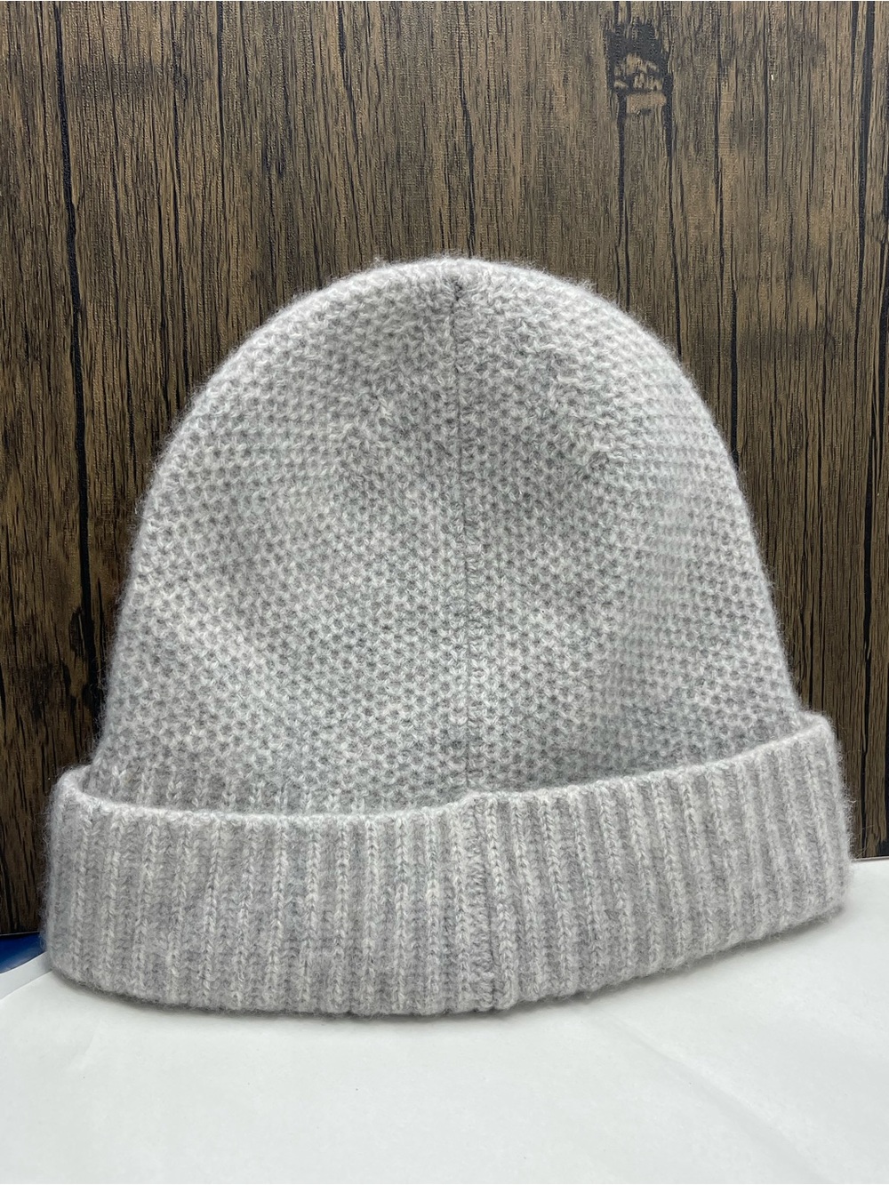 The Cashmere Project Women's Grey 100% Cashmere Knit Beanie Hat